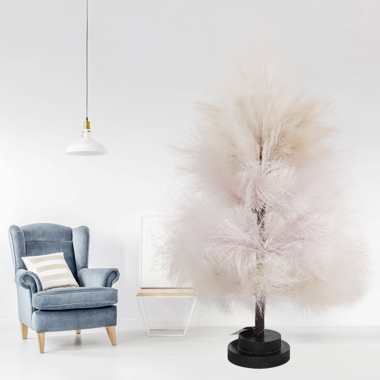 24Inch Baby Pink Pampas Grass Christmas Tree Fluffy High Quality Small Christmas Tree Table Backdrop Stand Decoration