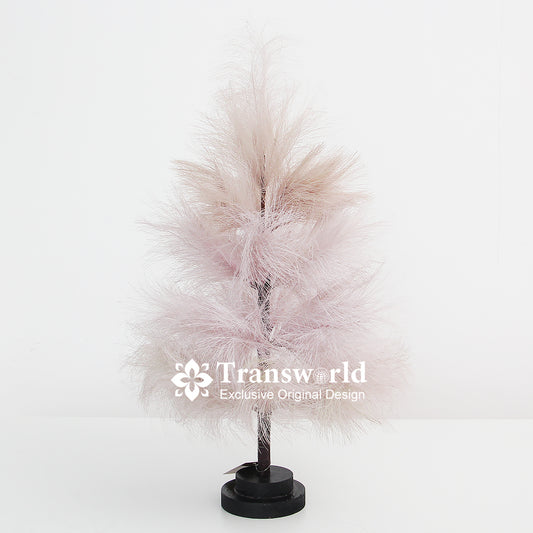24Inch Baby Pink Pampas Grass Christmas Tree Fluffy High Quality Small Christmas Tree Table Backdrop Stand Decoration