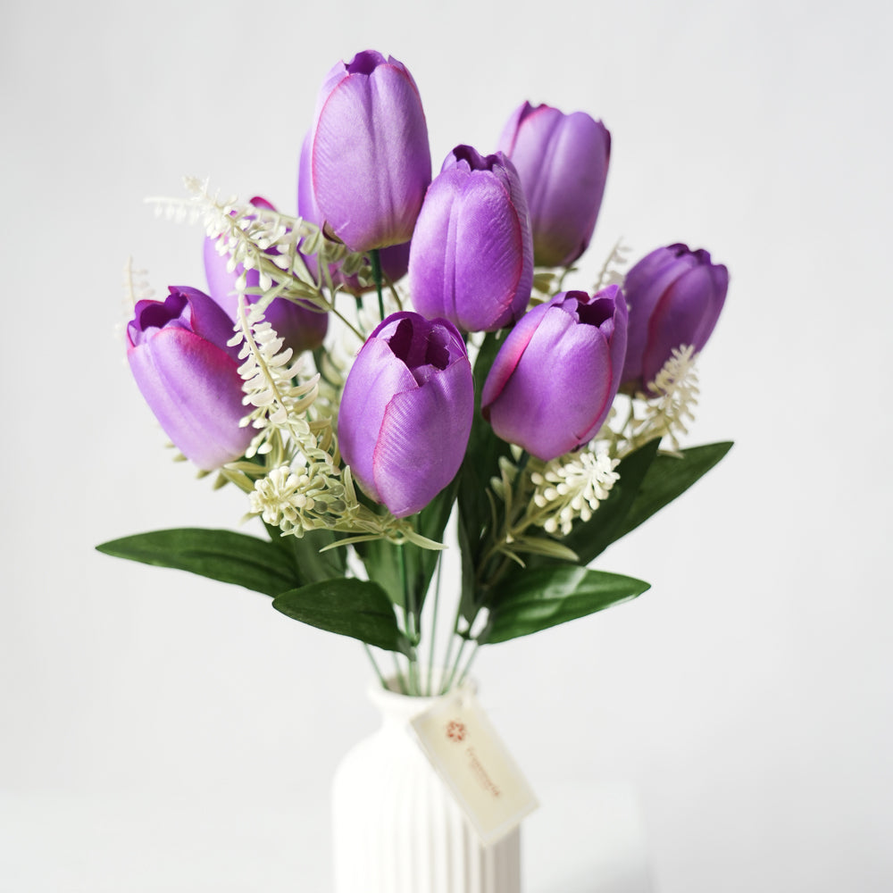 Customized 9 Heads PU Tulip Flowers Mini Artificial Tulips Decoration Flowers For Home Wedding Graduation