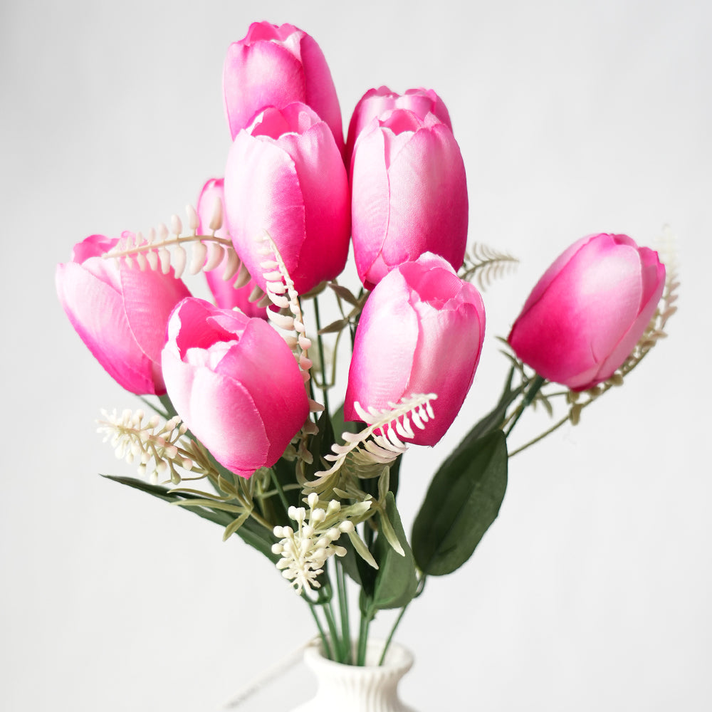 Customized 9 Heads PU Tulip Flowers Mini Artificial Tulips Decoration Flowers For Home Wedding Graduation