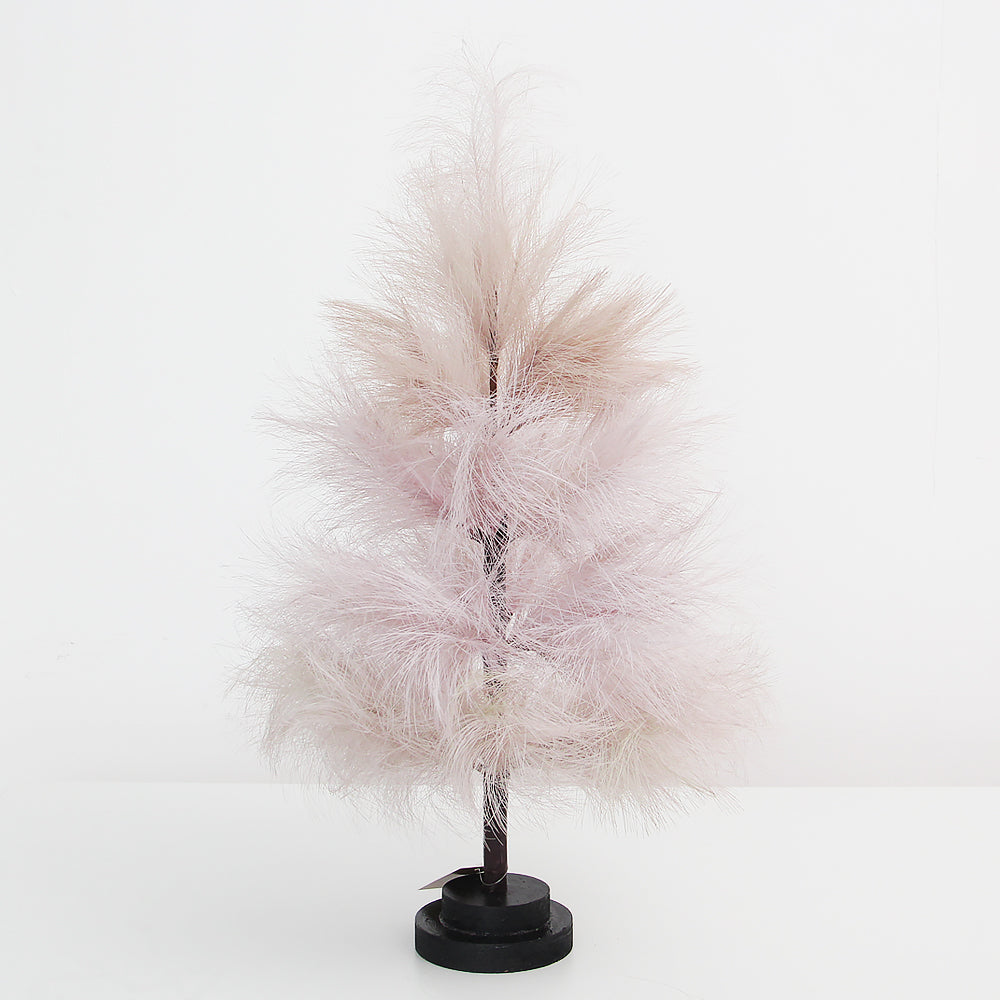 24Inch Baby Pink Pampas Grass Christmas Tree Fluffy High Quality Small Christmas Tree Table Backdrop Stand Decoration