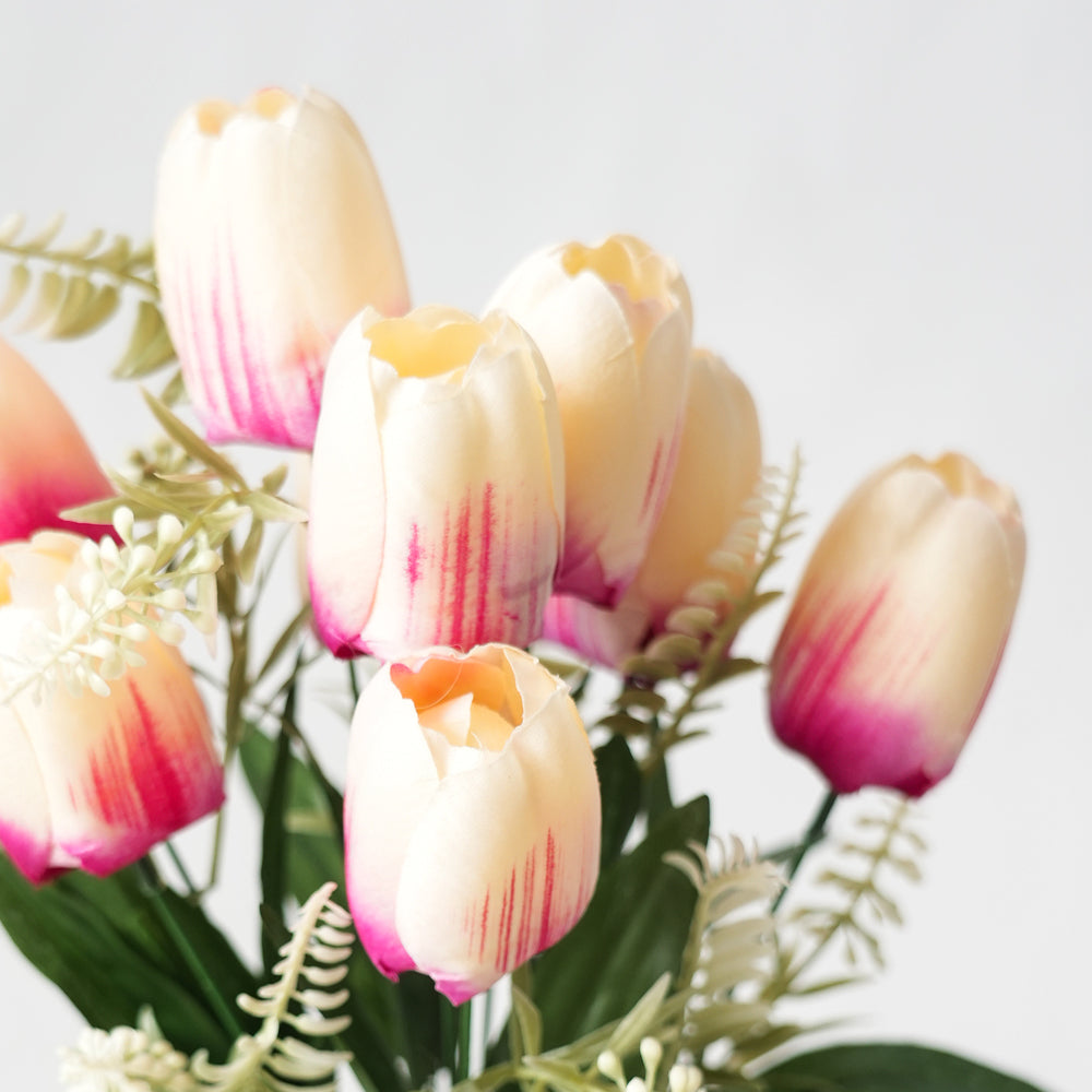 Customized 9 Heads PU Tulip Flowers Mini Artificial Tulips Decoration Flowers For Home Wedding Graduation