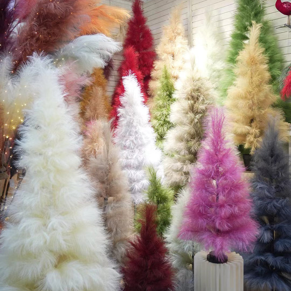 New Design Wine Red Color 5-ft Pampas Grass Tree Adjustable Artificial Tree Home Decor Pampas Tree Hotel Cafe Wedding Event