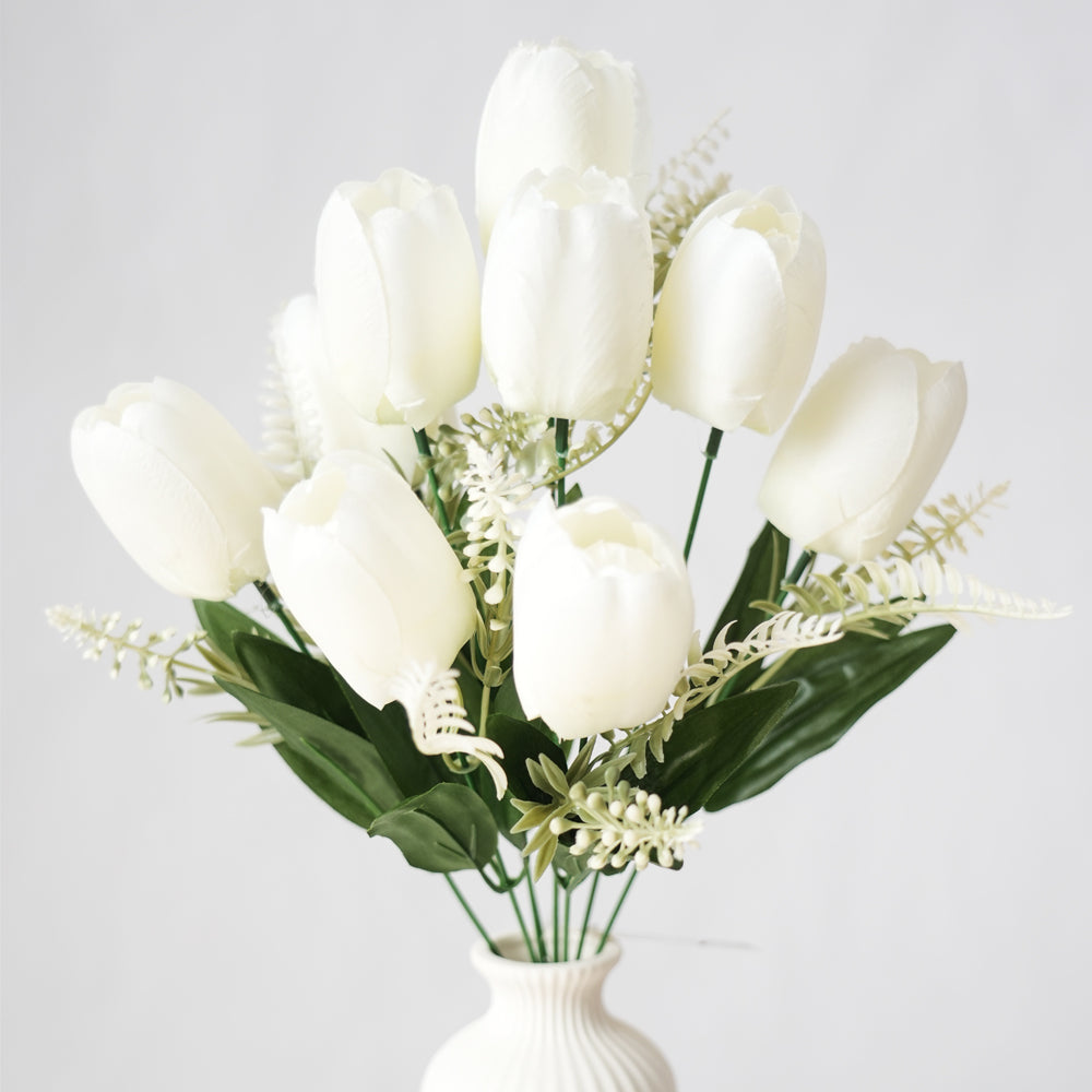 Customized 9 Heads PU Tulip Flowers Mini Artificial Tulips Decoration Flowers For Home Wedding Graduation