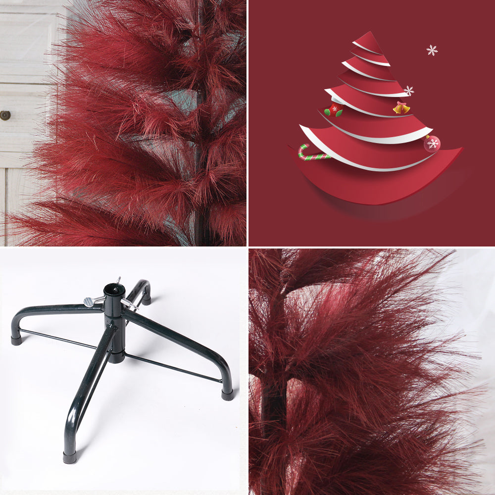 New Design Wine Red Color 5-ft Pampas Grass Tree Adjustable Artificial Tree Home Decor Pampas Tree Hotel Cafe Wedding Event