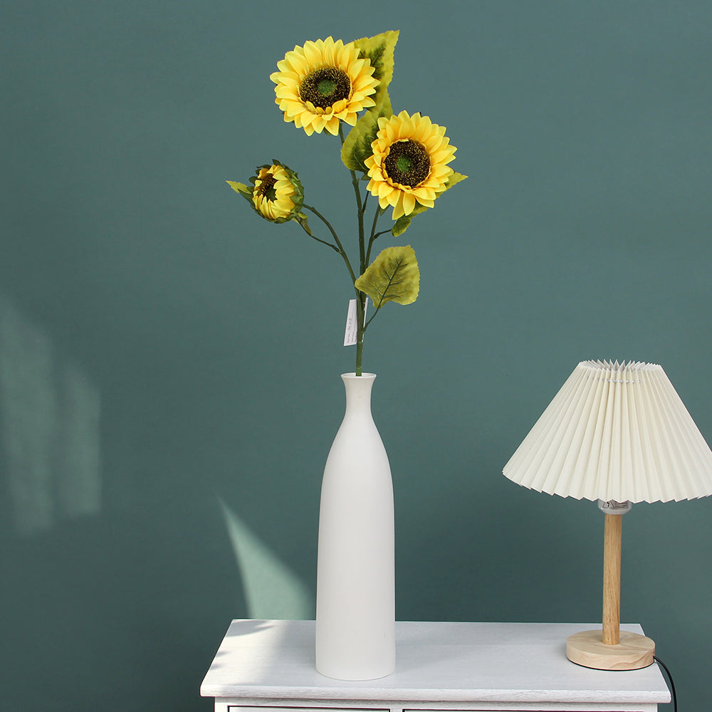 2024 Spring Summer Decorative Flowers 80cm Three Heads Sunflower Flowers Artificial Decorative Restaurant Hotel Cafe Decoration