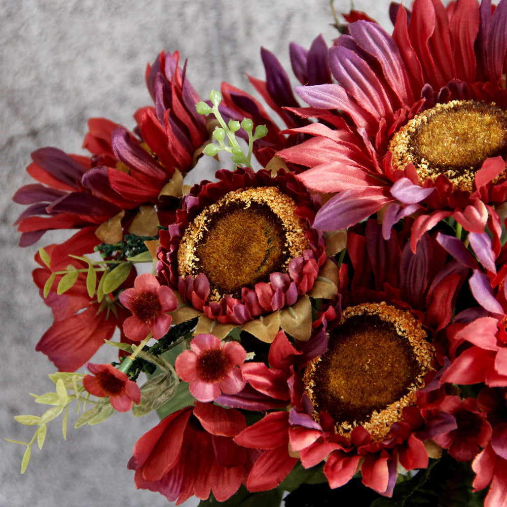 High Quality 12head Sunflower Flowers Spring Summer Artificial Sunflower Decorative Flowers For Wedding Home Table Decoration