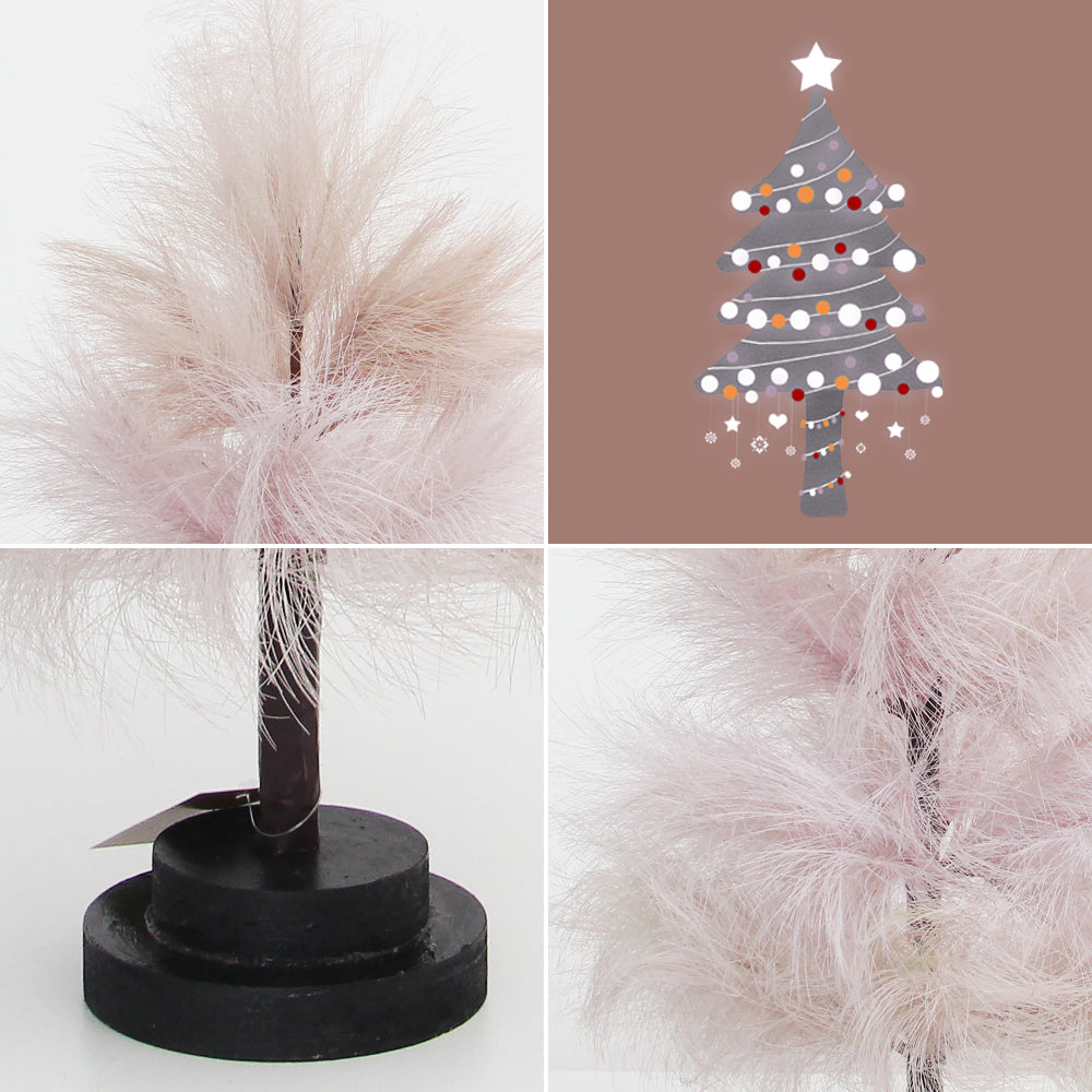 24Inch Baby Pink Pampas Grass Christmas Tree Fluffy High Quality Small Christmas Tree Table Backdrop Stand Decoration