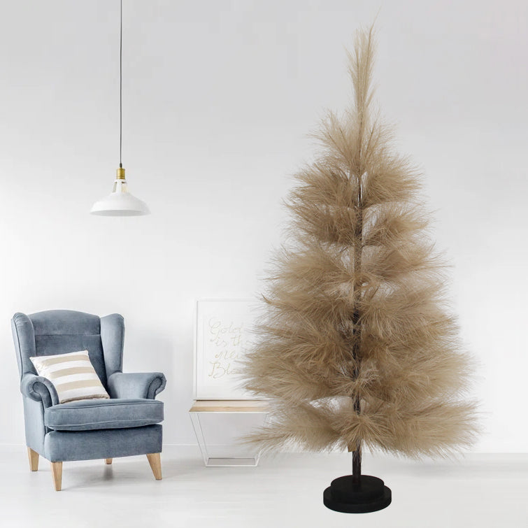 Originality 1m Tall Golden-Brown Pampas Grass Christmas Tree Flexible Artificial Tree For Festival Wedding Christmas Decoration