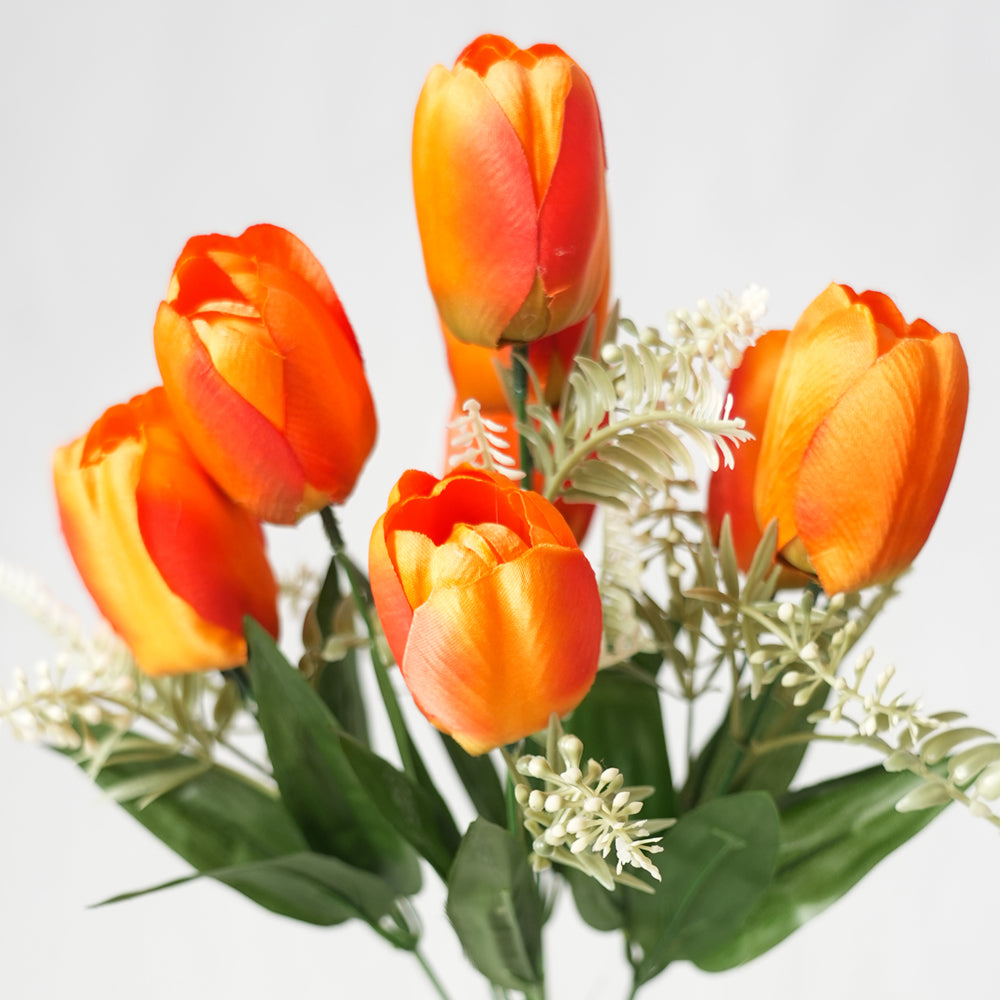 Customized 9 Heads PU Tulip Flowers Mini Artificial Tulips Decoration Flowers For Home Wedding Graduation