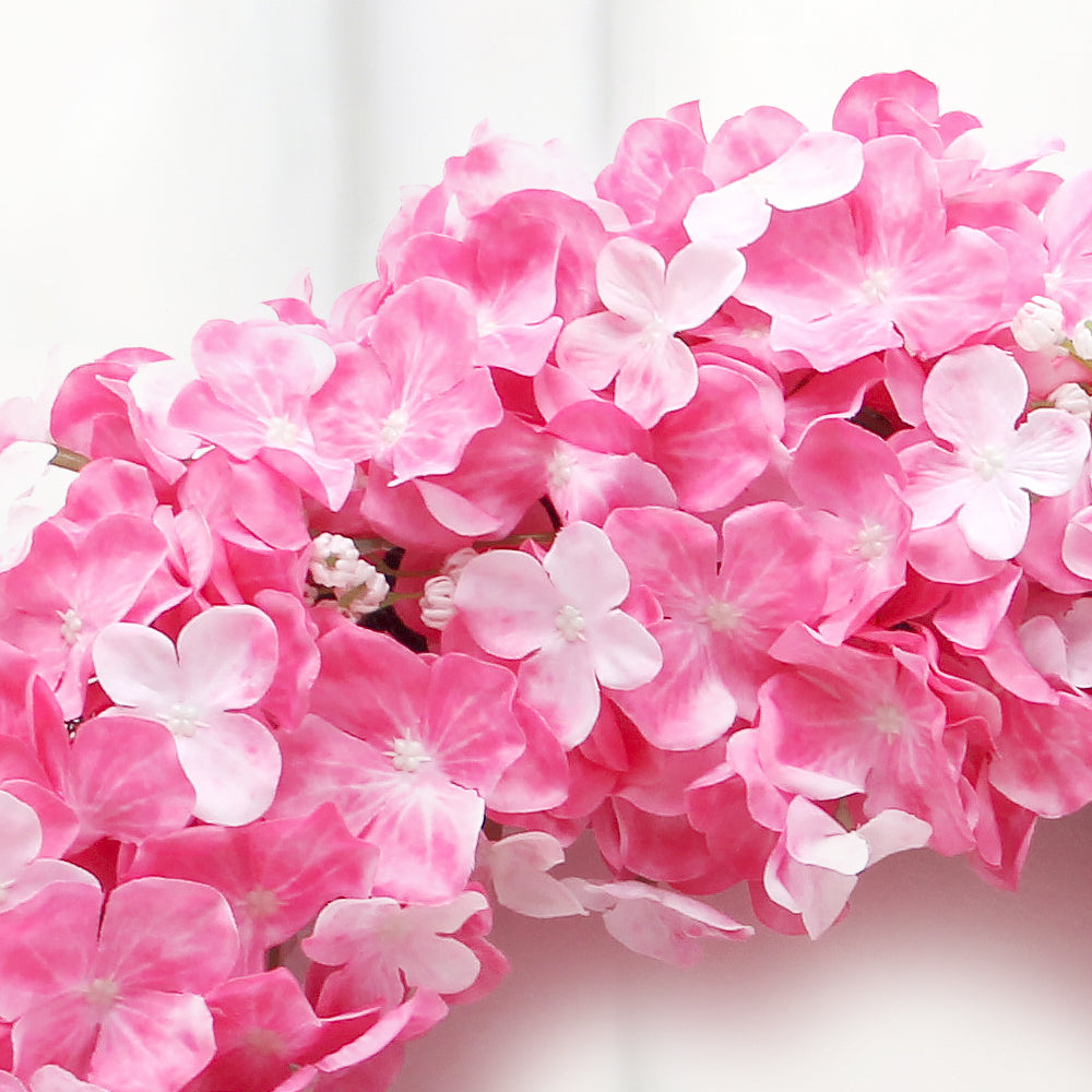 Stunning Design Pink Artificial Wreath Hydrangea Petal Decorative Wreaths for Festival Wedding Party Decoration