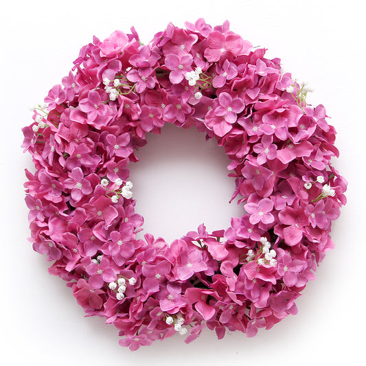 Stunning Design Pink Artificial Wreath Hydrangea Petal Decorative Wreaths for Festival Wedding Party Decoration