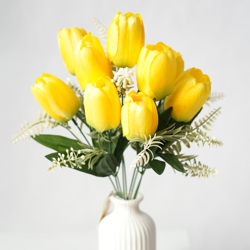 Customized 9 Heads PU Tulip Flowers Mini Artificial Tulips Decoration Flowers For Home Wedding Graduation