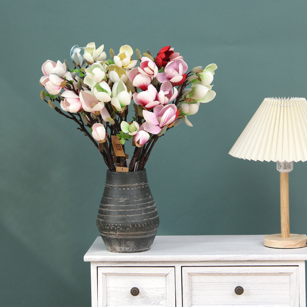 Factory Direct Cheap Artificial Magnolia Flower Wedding Home Decorative Fabric Plastic Simulation Flower Floral