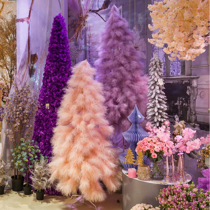 Frankfurt Fair Hot Artificial Trees Pampas Grass Christmas Trees Exquisite Handmade Pampas Tree for Home Festival Decoration