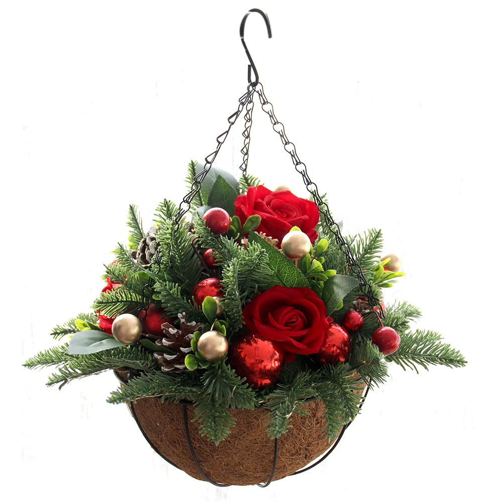 Frankfurt Fair Hot items Hanging Flower Basket Christmas Design Spherical Rose Flower Basket Decor For Christmas Decorations