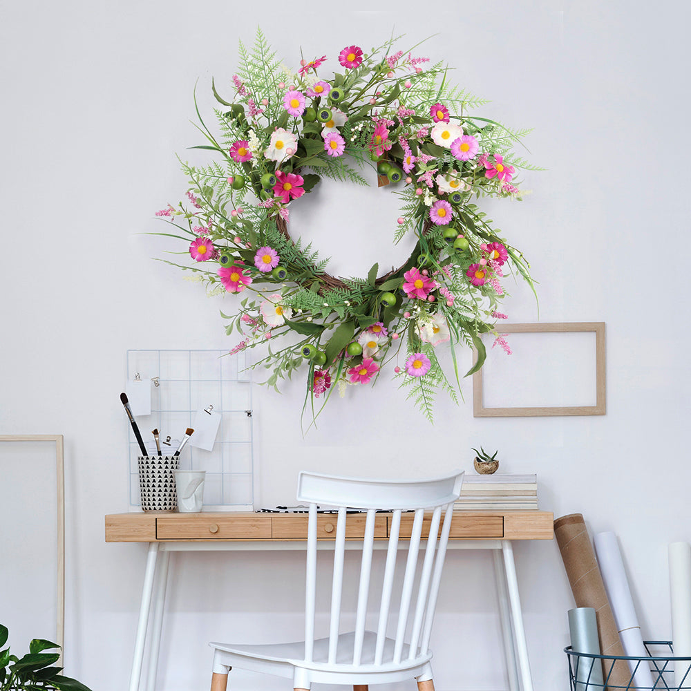 Beautiful Artificial Spring Wreath 60cm Wreaths For Home Decoration Door Hanger Wall Decor Decorative FlowersWreaths and Plants