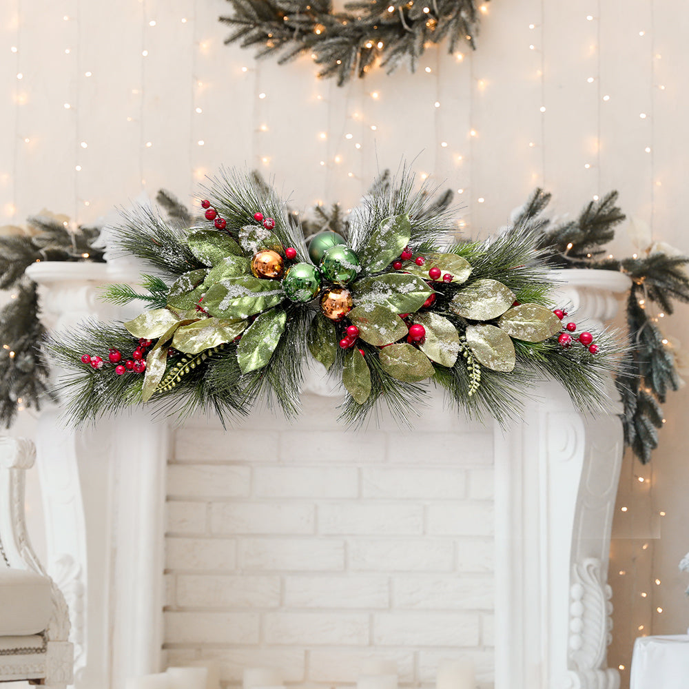 Popular Christmas Decoration Supplies Christmas Ox Horn Garland Decor Green Leaves Craft for Christmas Decorations