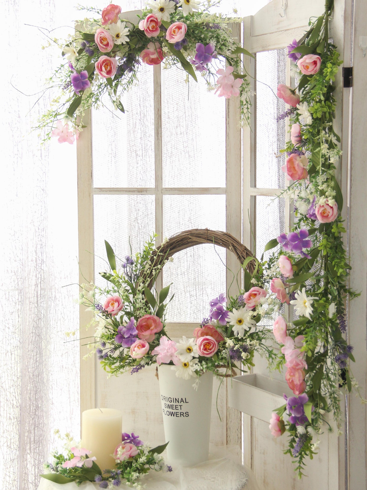 Transworld Original Handmade A Set Series Artificial Wreath&Garland&Spray Decorative Flowers, Wreaths and Spray for Home Hotel Garden Wedding Decorations