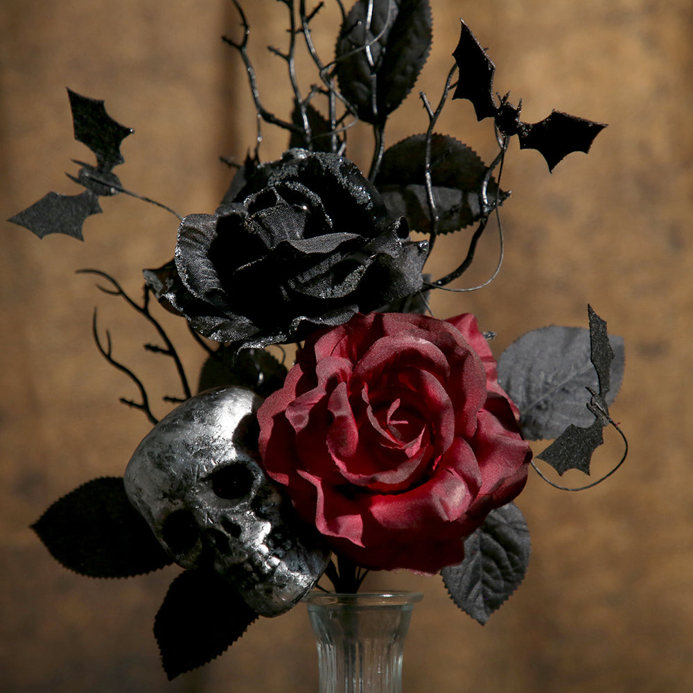 Halloween Branches Picks Skeletons With Faux Flowers Artificial Twigs Halloween Black Dead Branches For Halloween Decoration