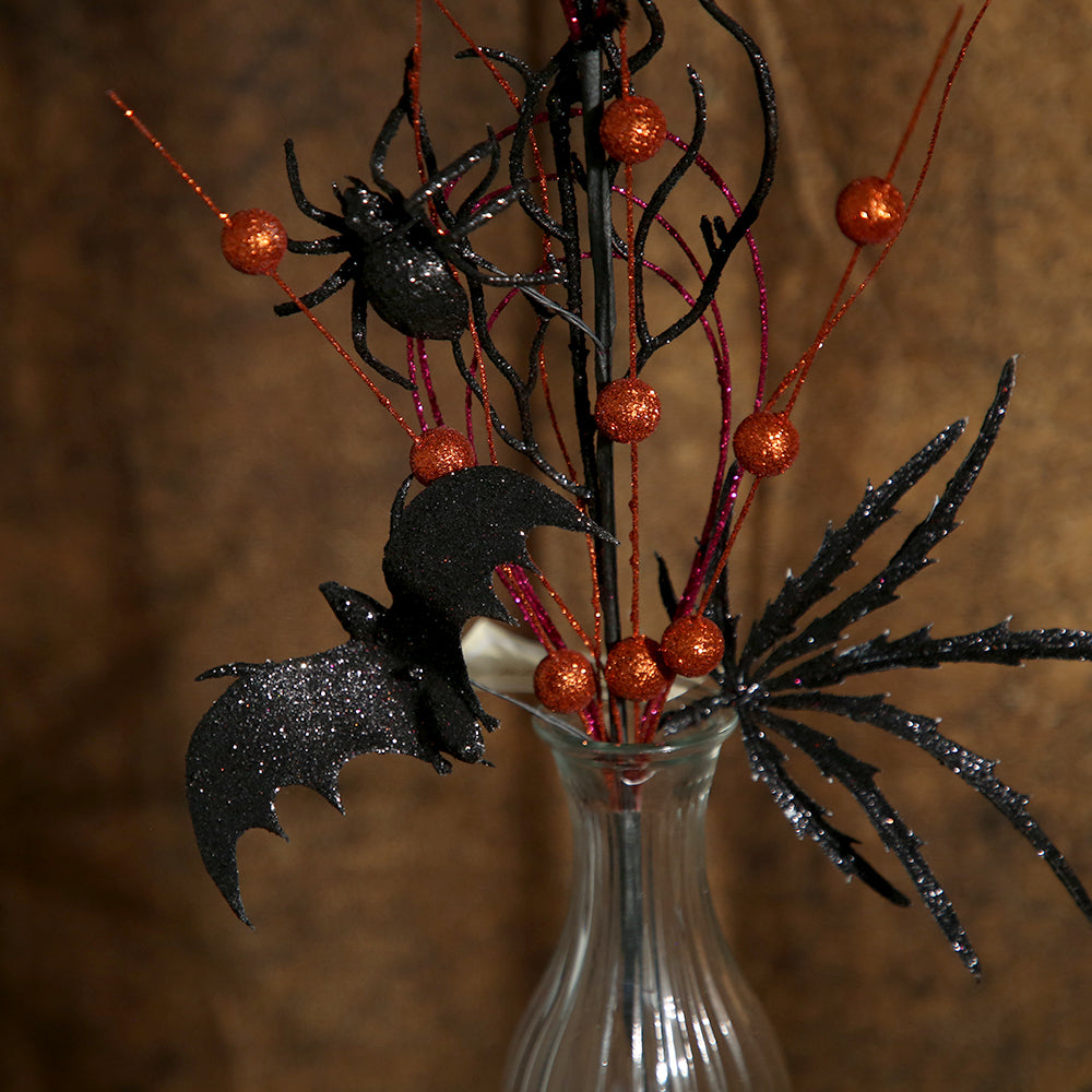 Festival Decoration Picks Halloween Decor Ornaments Black Dead Branch Spiders Faux Twigs Halloween Party Props