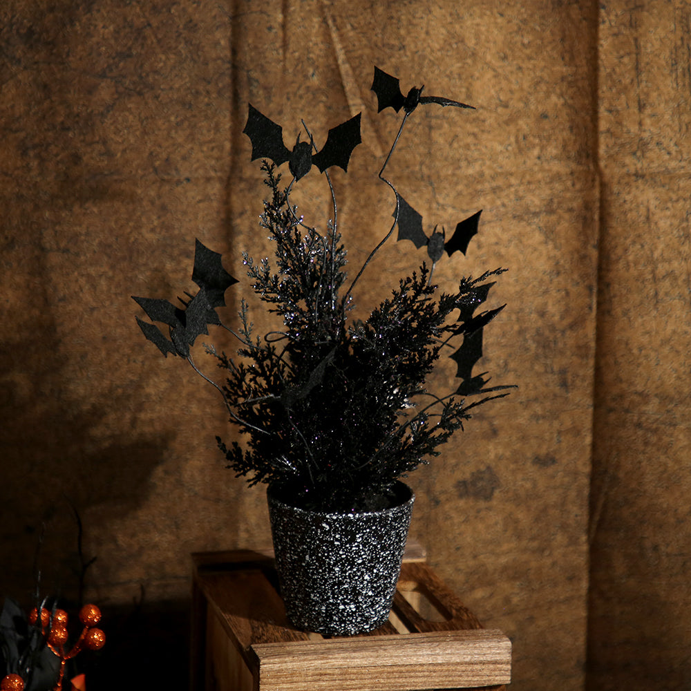 Cheap Wholesale Halloween Branches Picks Stems Glitter With Vase Black Halloween Decor Halloween Prop Spider Webs Faux Twigs