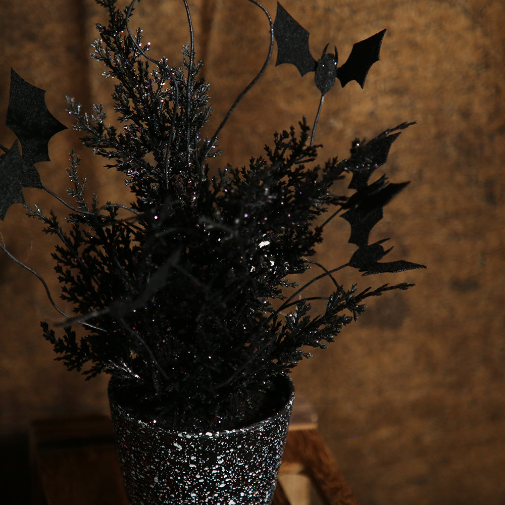 Cheap Wholesale Halloween Branches Picks Stems Glitter With Vase Black Halloween Decor Halloween Prop Spider Webs Faux Twigs
