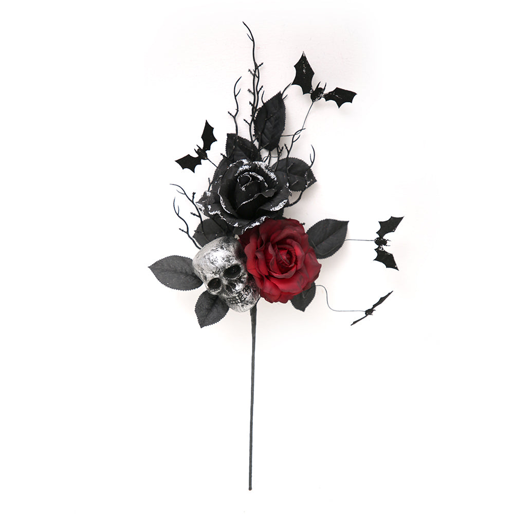 Halloween Branches Picks Skeletons With Faux Flowers Artificial Twigs Halloween Black Dead Branches For Halloween Decoration