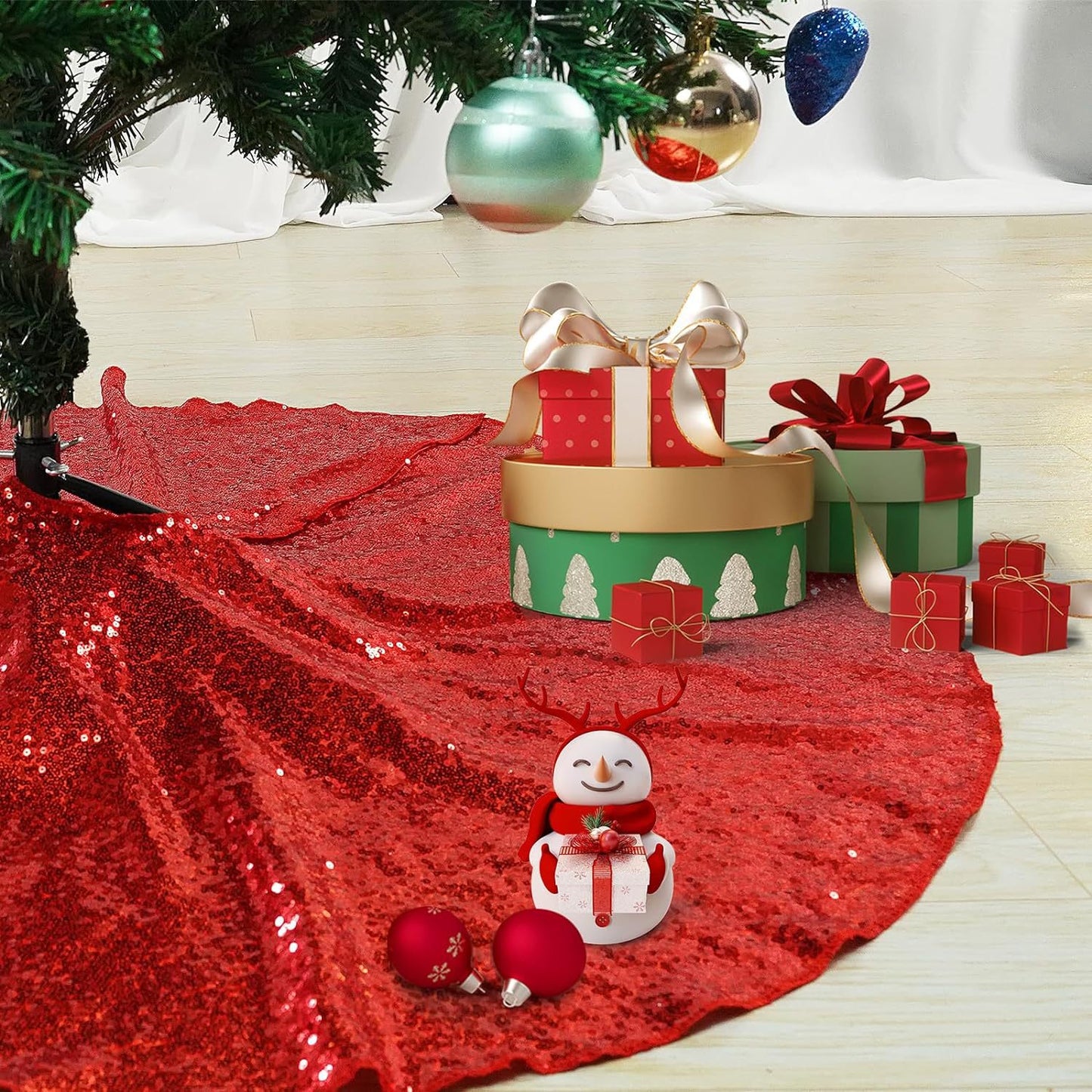 Sequin Christmas Tree Skirt Arts and Crafts Sequins Silver Gold Tree Enclosure For Christmas Tree Decor