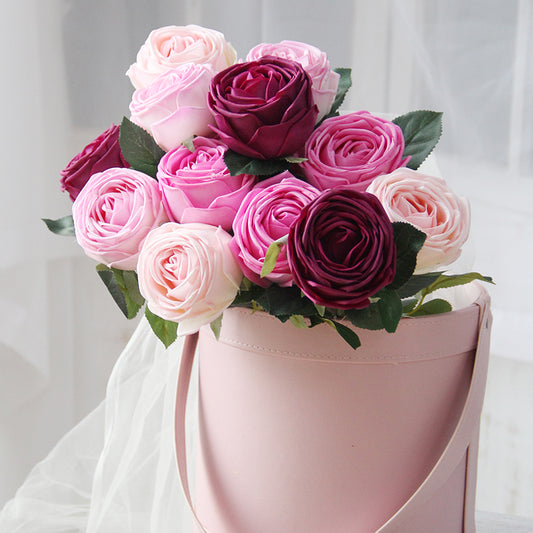 Romantic Gorgeous Real Touch Rose Pink Series Artificial Flowers For Wedding Table Centerpieces Decoration Floral Arrangement