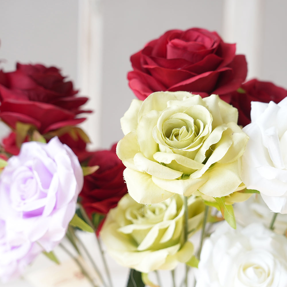 High Quality 3 Heads Artificial Rose Flowers Silk Flowers Centerpiece Flowers Bunch Bouquet for Wedding Home Outdoor Decoration