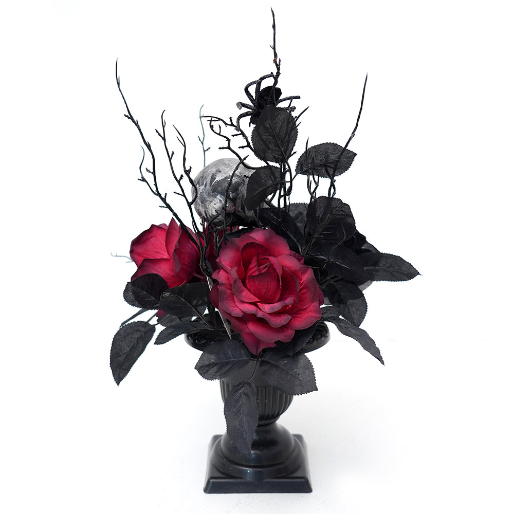 Light Luxury Halloween Flower Pot With Artificial Flower and Halloween Skeletons For Halloween Home Decor