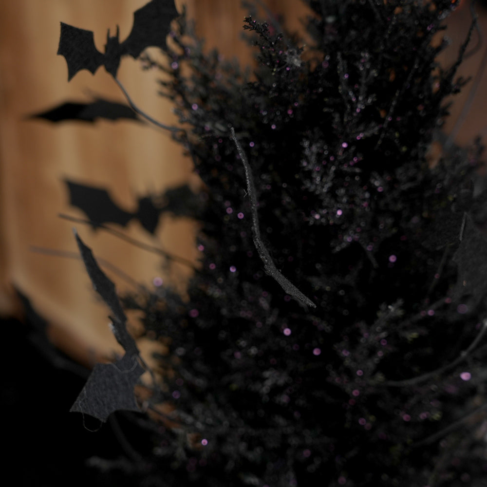 Luxury Ornament Halloween Branches Picks Stems Glitter Fake Twig Potted Dead Black Artificial Spider Webs Pot For Halloween Decorations