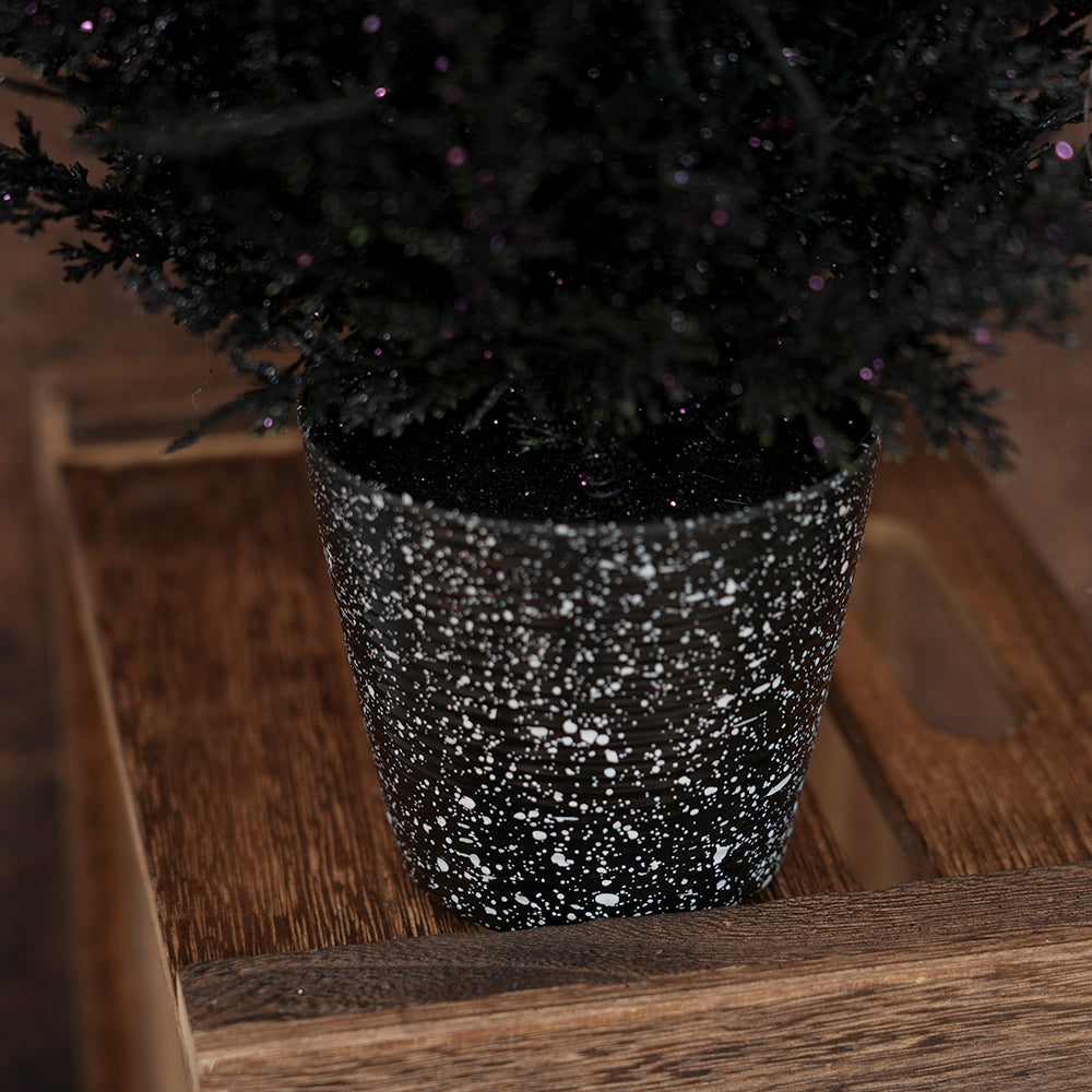 Luxury Ornament Halloween Branches Picks Stems Glitter Fake Twig Potted Dead Black Artificial Spider Webs Pot For Halloween Decorations