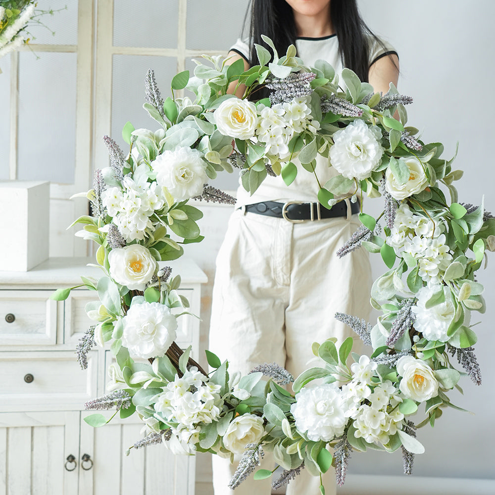 Transworld Original Handmade 31inch Artificial Flower Wreaths Handmade Decorative Flowers Wreaths for Interior and Outdoor Decoration