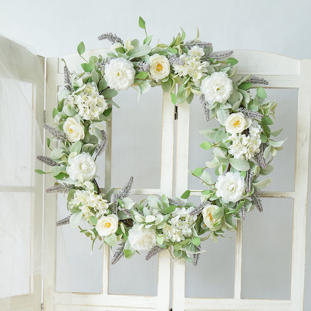 Transworld Original Handmade 31inch Artificial Flower Wreaths Handmade Decorative Flowers Wreaths for Interior and Outdoor Decoration