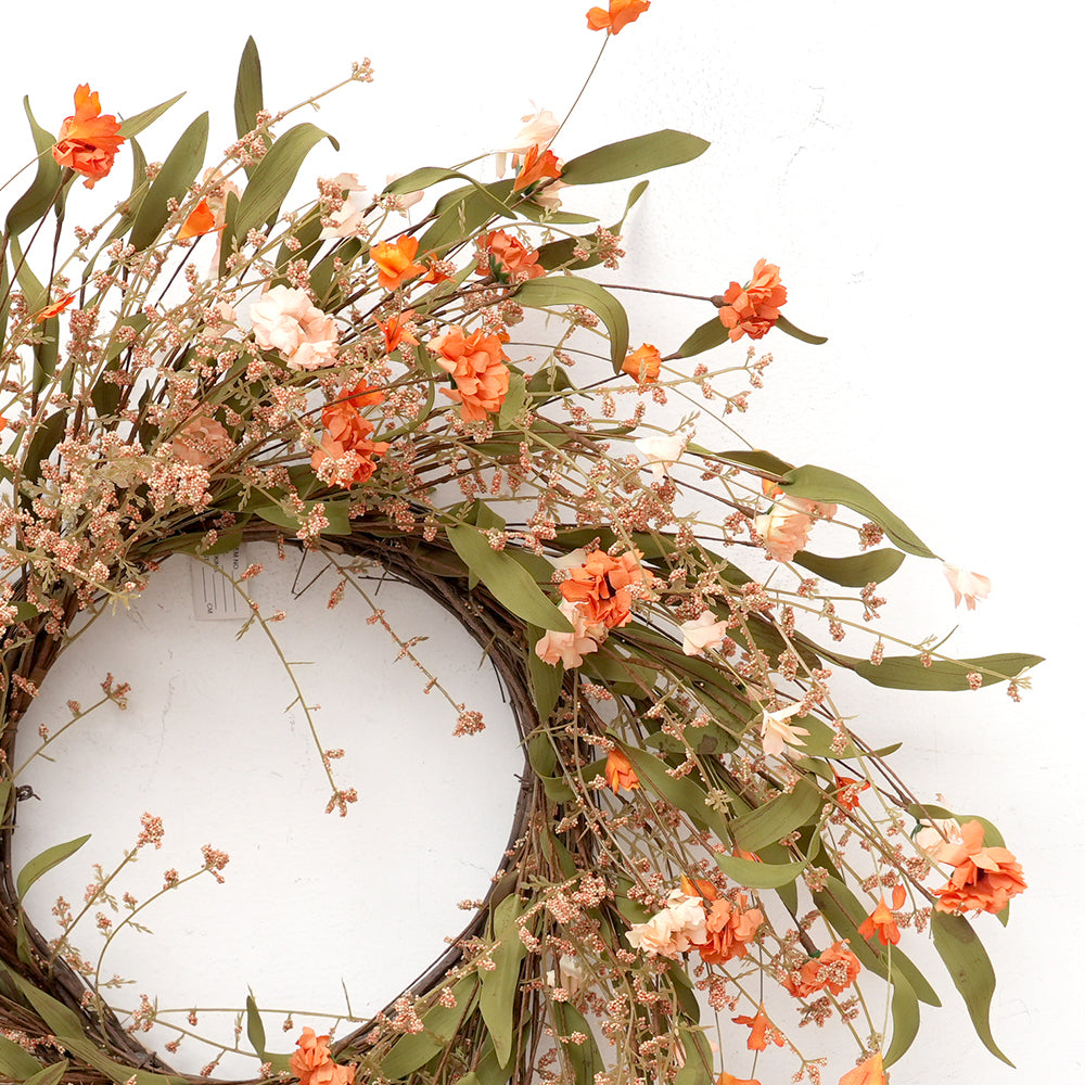 2024 Autumn Faux Fall Wreath Hanging Wreath Artificial Maple Leaf Decorative Wreaths Artificial Fall Grass and Foliage Harvest