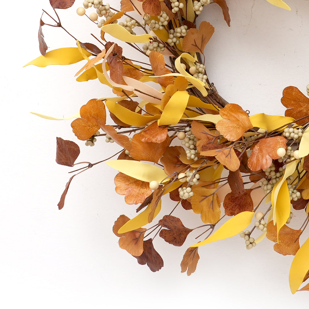 Wholesale Artificial Wreath Golden Autumn Leaves Floral Wreaths Door Wreath For Hotel Home Decoration