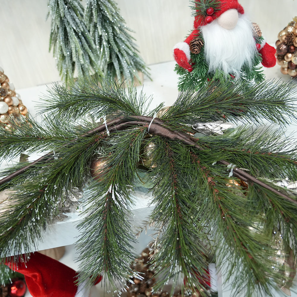 High Quality Christmas Swag Artificial Xmas Lintel Hanging Decorations Golden Christmas Ball Swag Garland for Wall Window Decor
