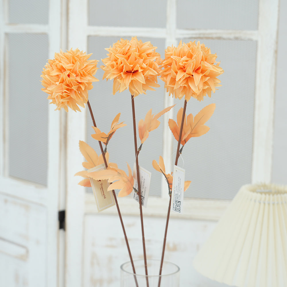 Wholesale Cheap Price Single Branch Ball Chrysanthemum Flower Artificial Chrysanthemum Decorative Flowers For Everyday Decor