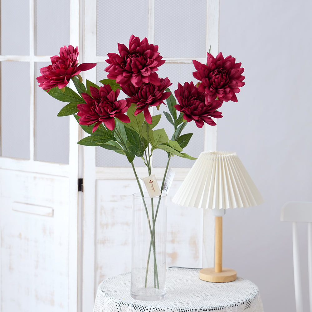New Design 2head Big Chrysanthemum Flower Wholesale 81cm Artificial Floral Chrysanthemum Decorative Flowers for Home Decor