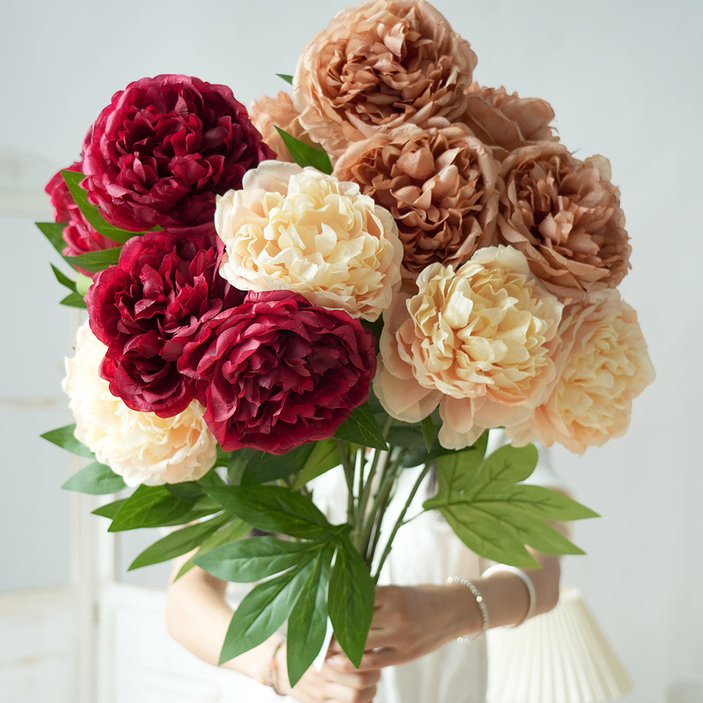 13.5cm Flower-diameter Big Flower Head Peony Artificial Flower Romantic Peony Silk Flowers For Home Garden Decorations