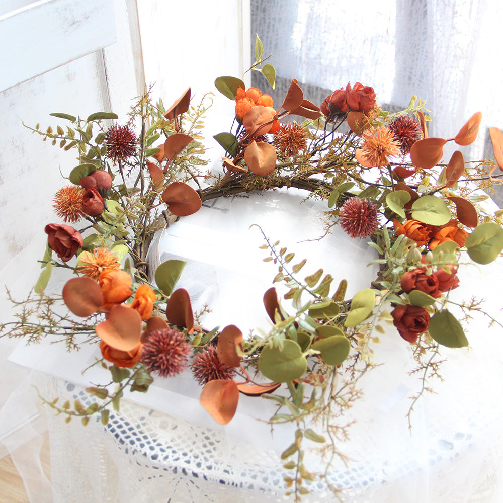 Customized Autumn 40cm Artificial Wreaths Autumn Decorative Flowers, Wreaths and Plants Decorative Wreaths For Home Decor