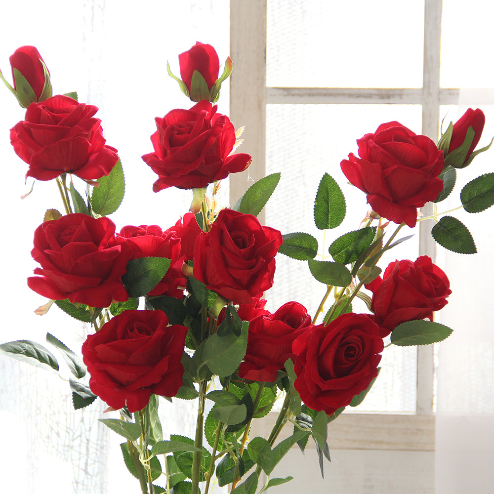 High Quality Rose Artificial Flowers Silk Flower Realistic Bouquet Long Stem for Home Decor Wedding Decoration