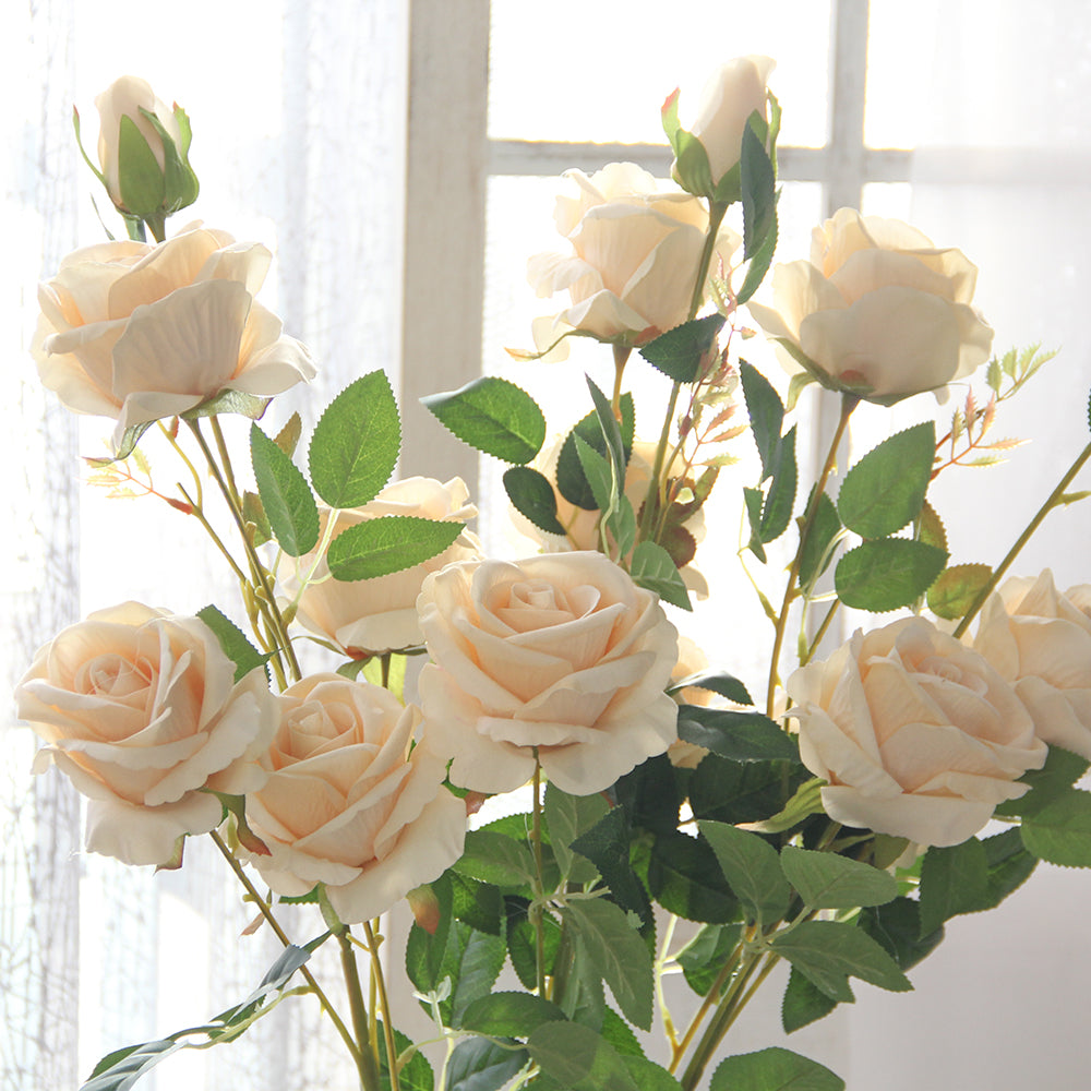High Quality Rose Artificial Flowers Silk Flower Realistic Bouquet Long Stem for Home Decor Wedding Decoration