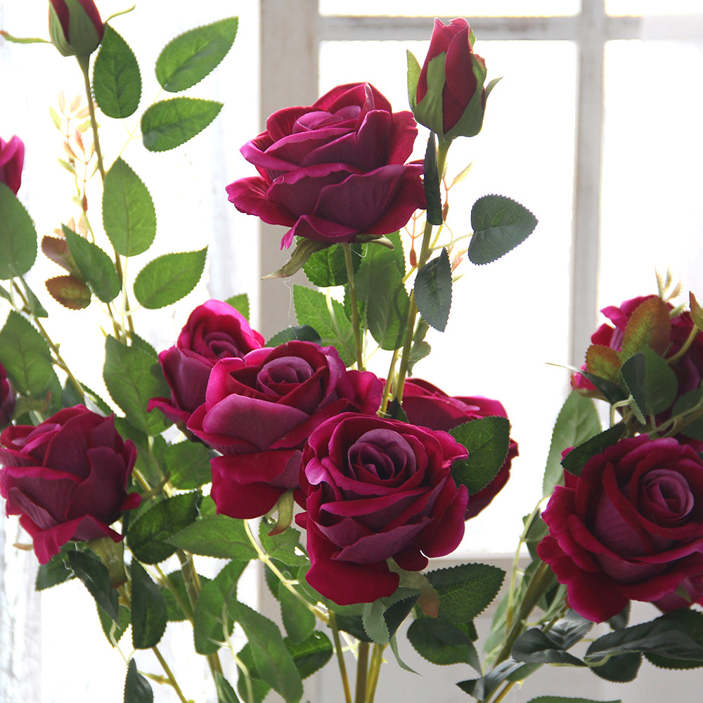 High Quality Rose Artificial Flowers Silk Flower Realistic Bouquet Long Stem for Home Decor Wedding Decoration