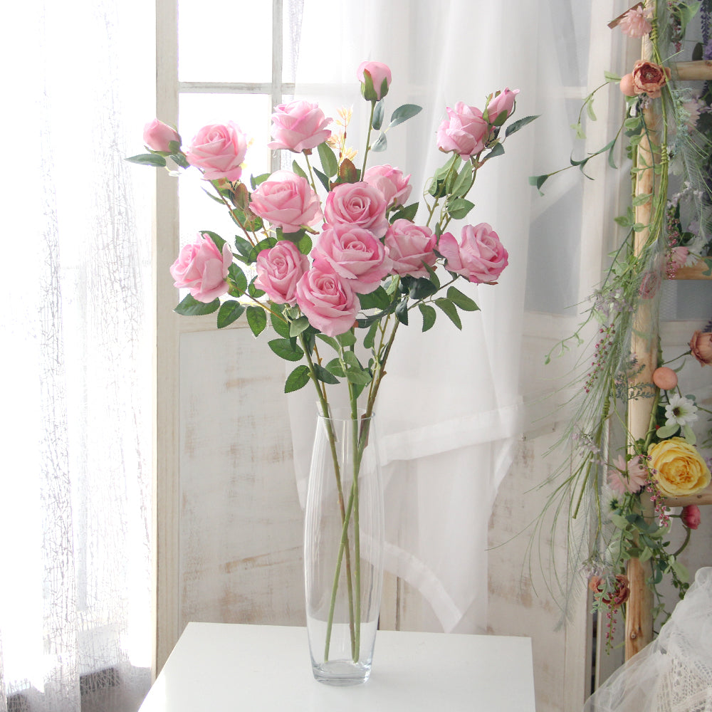 High Quality Rose Artificial Flowers Silk Flower Realistic Bouquet Long Stem for Home Decor Wedding Decoration