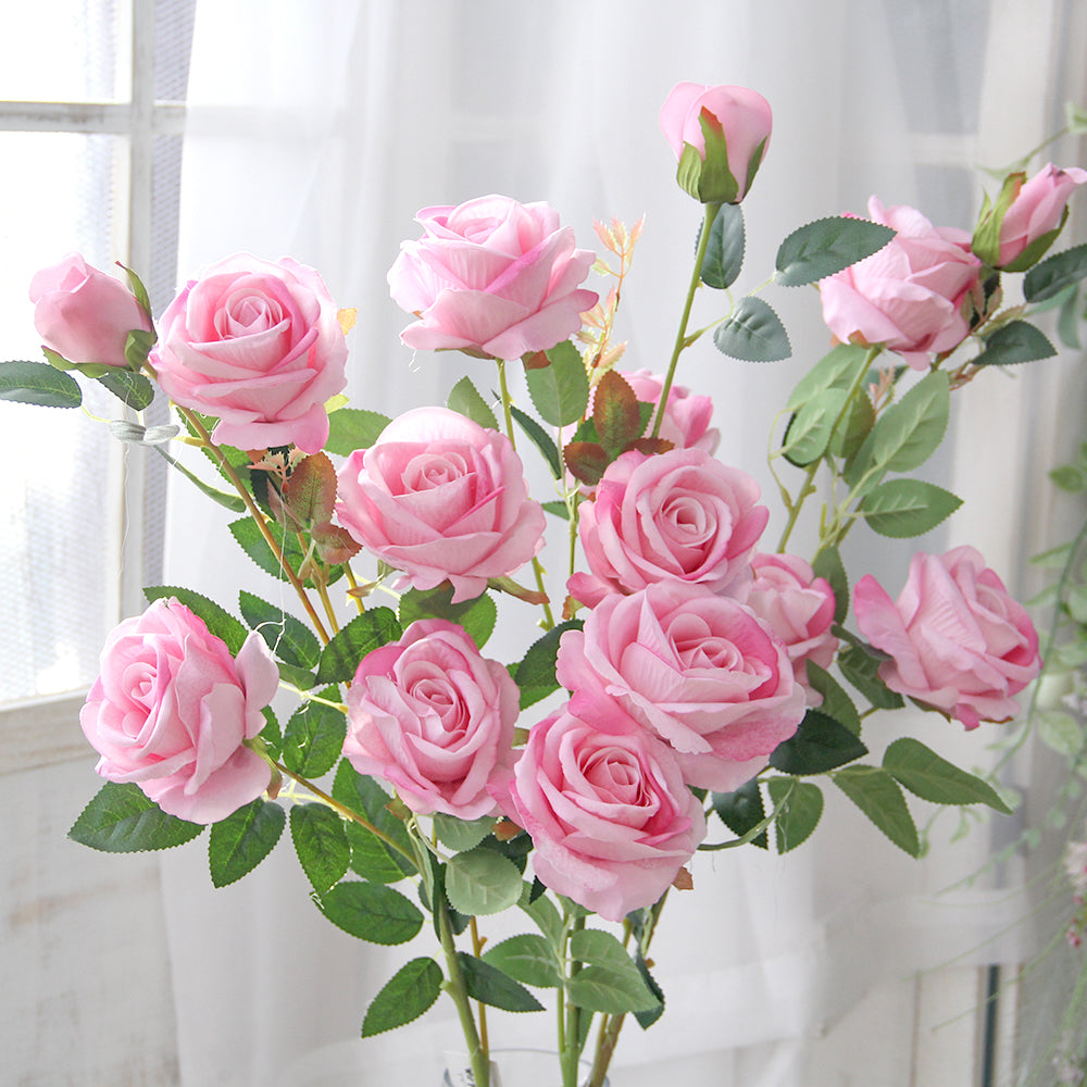 High Quality Rose Artificial Flowers Silk Flower Realistic Bouquet Long Stem for Home Decor Wedding Decoration