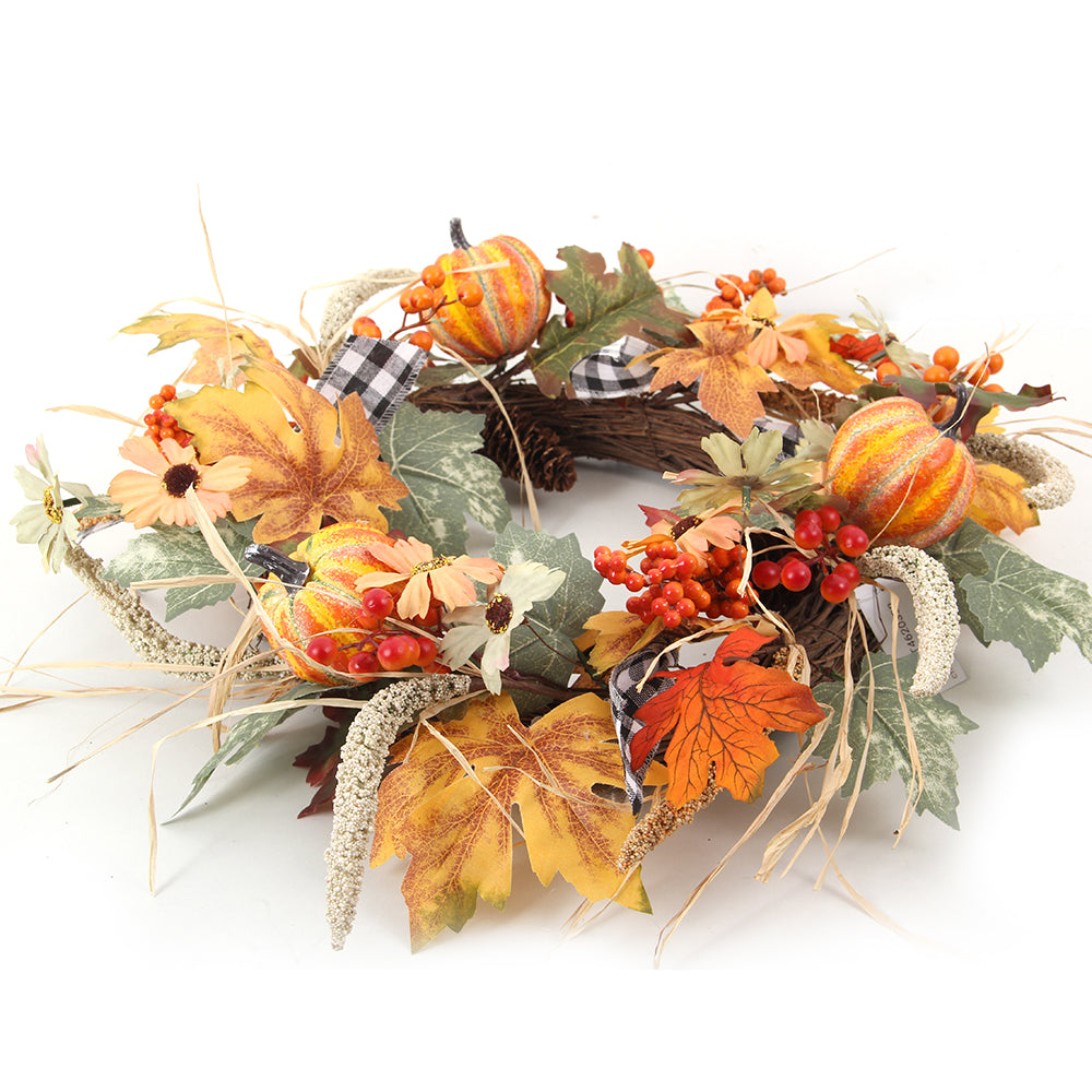 Factory Wholesale Autumn Home Decoration Wreath Halloween Decorations Yellow Wreath