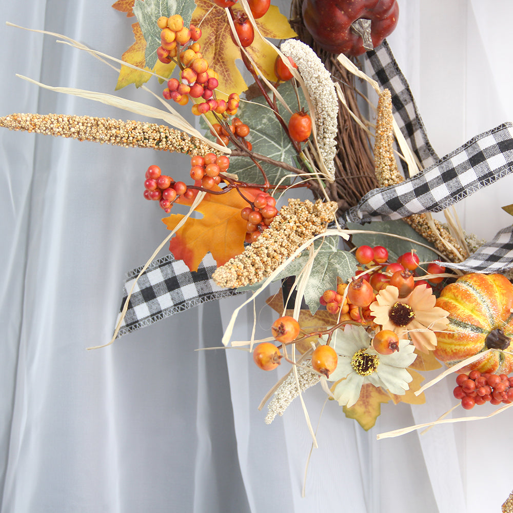 Factory Wholesale Autumn Home Decoration Wreath Halloween Decorations Yellow Wreath